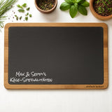 2-in-1 Servierbrett mit Gravur – Kombination aus FSC-Akazienholz und Schieferplatte, 28×20 cm, individuell graviert in Wien bei Dreizack