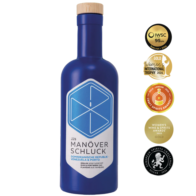 JJs Manöverschluck Dominikanische Republik, Venezuela & Porto – Premium-Rumspirituose mit Portwein & Gewürzen, 500 ml Flasche mit Seefahrtsdesign bei dreizack Wien