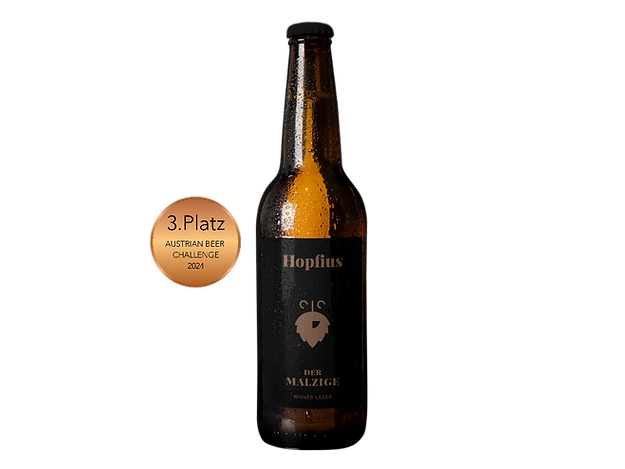 Der Malzige von Hopfius: Wiener Lager mit bernsteinfarbener Optik, malzigem Karamellaroma und milder Bittere. Prämiertes Craft-Bier aus Österreich – ein Geschmackserlebnis.