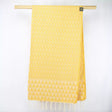 Sunflower Field Jacquard Fouta von Anna Aniq in gelb: 100 % recycelte Baumwolle, fair produziert in Tunesien, weich, saugfähig, schnelltrocknend, 2 x 1 m, vielseitig für Sauna, Reisen & Strand.