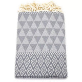 Jacquard Fouta von Anna Aniq: 100 % recycelte Baumwolle, fair produziert in Tunesien, weich, saugfähig, schnelltrocknend, 2 x 1 m, vielseitig für Sauna, Reisen & Strand.