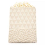 Natural Raffia Jacquard Fouta von Anna Aniq in Beige: 100 % recycelte Baumwolle, fair produziert in Tunesien, weich, saugfähig, schnelltrocknend, 2 x 1 m, vielseitig für Sauna, Reisen & Strand.