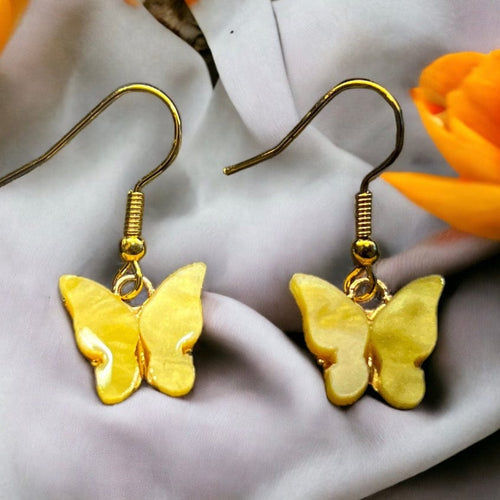 Schmetterlings-Ohrringe aus Kunstharz, Hypoallergen, verschiedene Farben Gelb Schmuck Dreizack oesterreich handgemachte geschenke in wien
