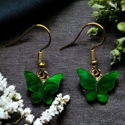 Schmetterlings-Ohrringe aus Kunstharz, Hypoallergen, verschiedene Farben Grün Schmuck Dreizack oesterreich handgemachte geschenke in wien