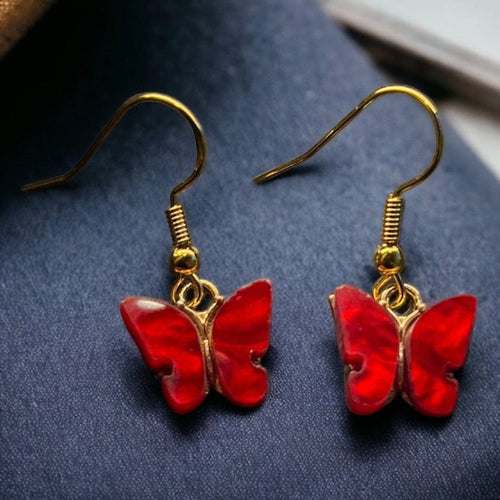 Schmetterlings-Ohrringe aus Kunstharz, Hypoallergen, verschiedene Farben Rot Schmuck Dreizack oesterreich handgemachte geschenke in wien
