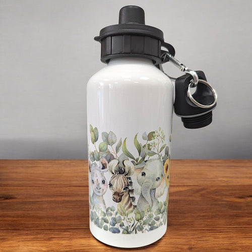 Handfolierte Edelstahl-Trinkflaschen mit Tiermotiven von SabrinArtDesign, 400 ml mit Trinkverschluss & Karabiner, 500 ml Thermosflasche mit Schraubverschluss, nachhaltige Alternative zu Plastikflaschen.