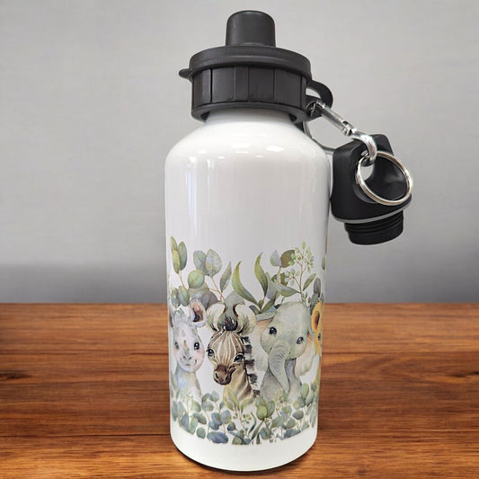 Handfolierte Edelstahl-Trinkflaschen mit Tiermotiven von SabrinArtDesign, 400 ml mit Trinkverschluss & Karabiner, 500 ml Thermosflasche mit Schraubverschluss, nachhaltige Alternative zu Plastikflaschen.