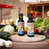 Braune Glasflasche mit Etikett der Bio-WienerWürze, 100ml.