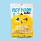 HEY YUM! Sour Flower Fruchtgummis, bunte saure Bio-Blumen- und Kaninchenformen mit Zucker bestreut