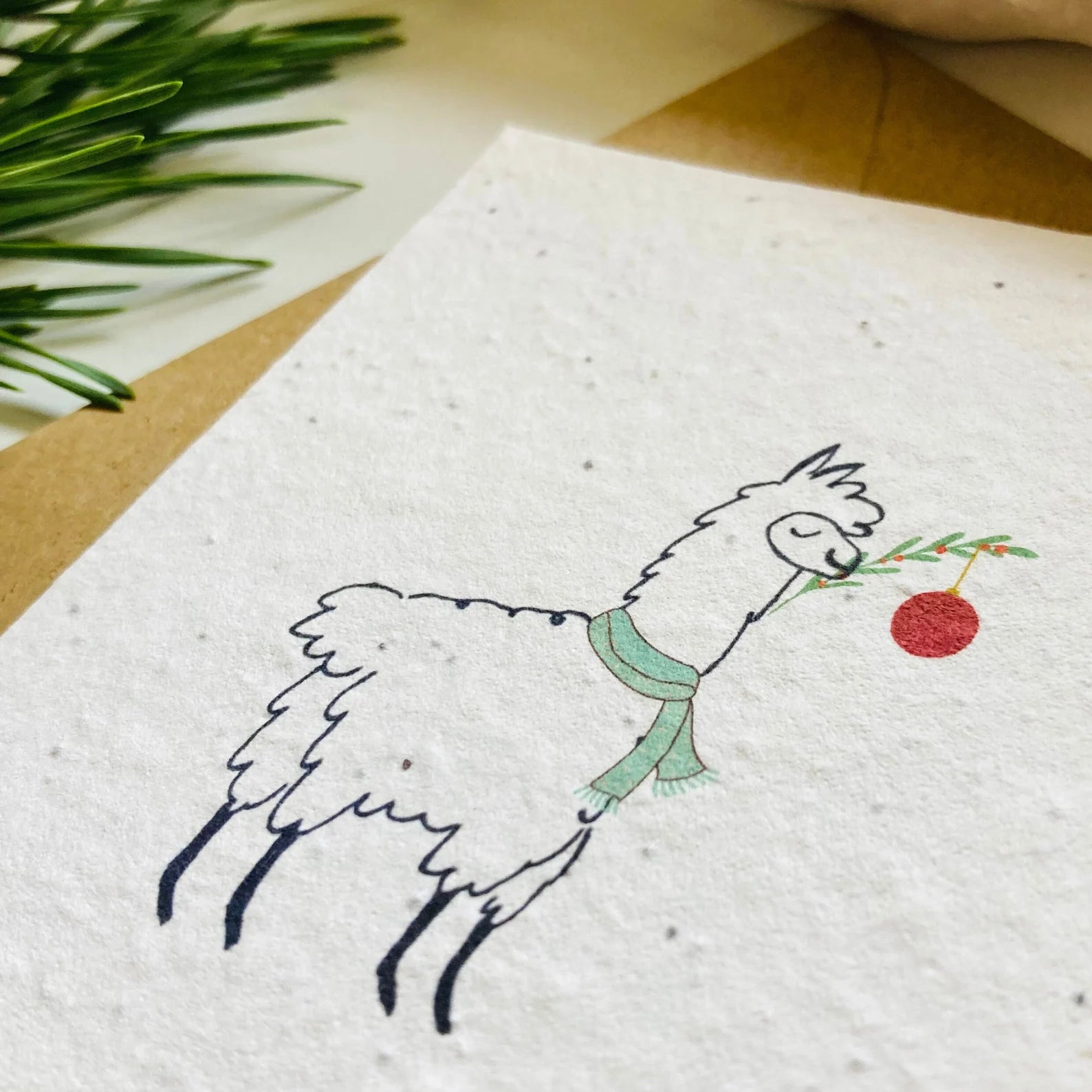 "Merry Christmas"-Alpaka / Lama Saatpapier Weihnachtskarte | Schenken, einpflanzen, beim wachsen zusehen