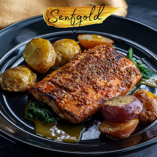 Senfgold „Fruchtig-Scharf“ Senfkaviar – handgemachter Senf aus Vorarlberg im Glas, 180 g, aromatisch-fruchtig mit Honig und Zitronensaft