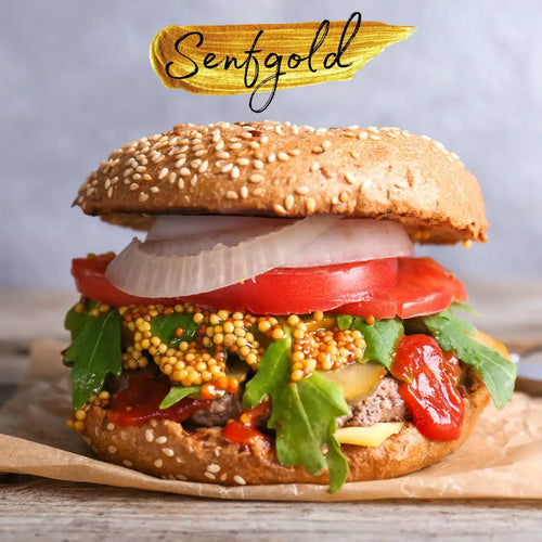 Senfgold „Fruchtig-Scharf“ Senfkaviar – handgemachter Senf aus Vorarlberg im Glas, 180 g, aromatisch-fruchtig mit Honig und Zitronensaft