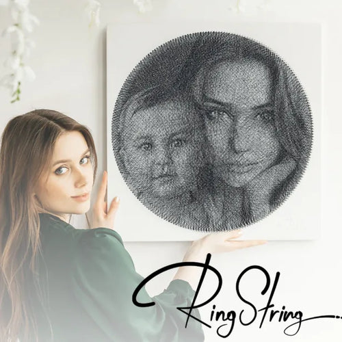 RingString DIY-Set bei Dreizack Wien – personalisiertes Kunstwerk aus MDF, Nägeln und Faden, 50×50 cm oder 35×35 cm, mit Audio-Anleitung, vor Ort ansehbar, exklusiv in Österreich erhältlich