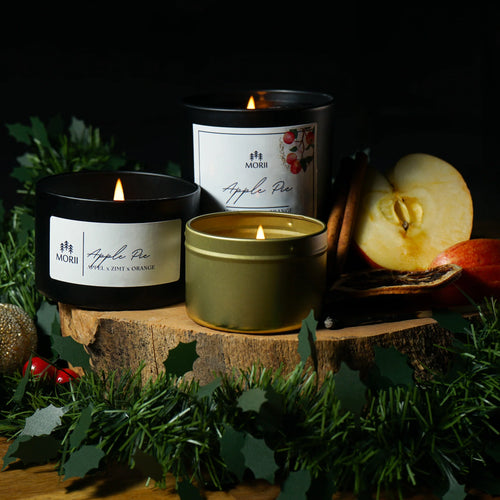 Apple Pie Duftkerze – handgemacht aus Raps- & Kokoswachs, Duft Apfel × Zimt × Orange, nachhaltige Kerze von Morii, hergestellt in Österreich