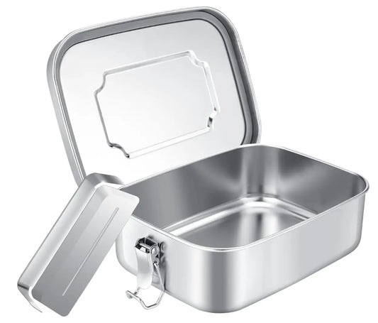 Edelstahl Lunchbox 1200 ml mit Gravur – 2 Fächer, auslaufsicher, plastikfrei & spülmaschinenfest, individuell graviert bei Dreizack Wien