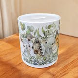 Handfolierte Keramik-Spardose von SabrinArtDesign, Tiermotive Nilpferd, Zebra, Elefant, Leopard & Giraffe, handgefertigtes Sparschwein, Geschenkidee für Kinder.