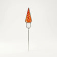 Pflanzenstecker Glas in Form eines orangefarbenen Fliegenpilzes, gefertigt in Tiffany-Technik mit Kupferfolie und Lötzinn.