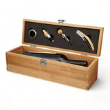 Personalisiertes Weinset aus Bambus oder Nussholz mit Gravur, 4-teiliges Standard-Set oder luxuriöses 5-teiliges Premium-Set inkl. Thermometer, hochwertiges Geschenk für Weinliebhaber, individuell graviert in Wien.