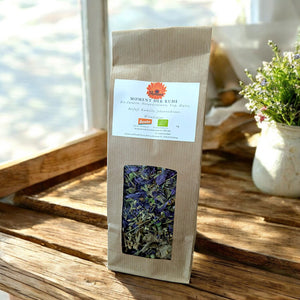 Demeter-zertifizierter Kräutertee „Moment der Ruhe“ von Floriena, handverlesene Blüten & Kräuter, Bio-Tee mit Holunderblüten, 50g, entspannender Tee-Genuss.