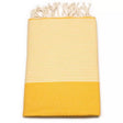Sunflower Field Wabenmuster Fouta von Anna Aniq in gelb: 100 % recycelte Baumwolle, fair produziert in Tunesien, weich, saugfähig, schnelltrocknend, 200 x 100 cm oder 70 x 50 cm, vielseitig für Sauna, Reisen & Strand.