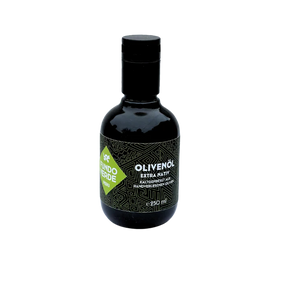 Natives Bio-Olivenöl extra von Fundo Verde in dunklem Glas – Criolla-Oliven aus Peru, nachhaltige Produktion, beste Qualität.