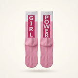 Rosa Sportsocken für Damen aus Baumwolle mit Girl Power Schriftzug und gepolsterter Sohle. — Pink