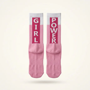 Rosa Sportsocken für Damen aus Baumwolle mit Girl Power Schriftzug und gepolsterter Sohle. — Pink