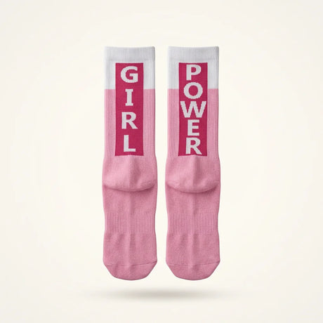 Rosa Sportsocken für Damen aus Baumwolle mit Girl Power Schriftzug und gepolsterter Sohle. — Pink