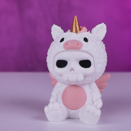 Skullies Figur Einhorn – Uniboo als Schlüsselanhänger oder Deko, skelettiertes Einhorn-Design in Wunschfarbe