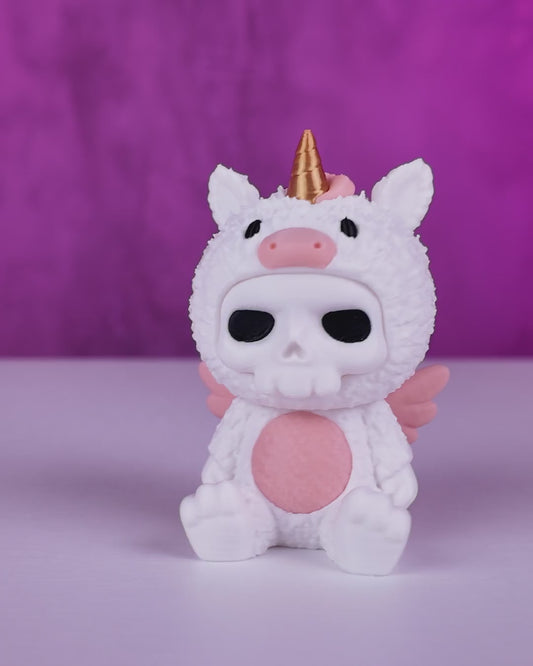 Skullies Figur Einhorn – Uniboo als Schlüsselanhänger oder Deko, skelettiertes Einhorn-Design in Wunschfarbe