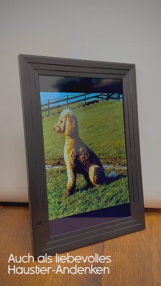 Besonderes Haustierandenken, Alte Haustierfotos zu besonderem Geschenk, personalisiertes Haustiergeschenk mit animierten Fotos, Trauergeschenk für Haustierliebhaber