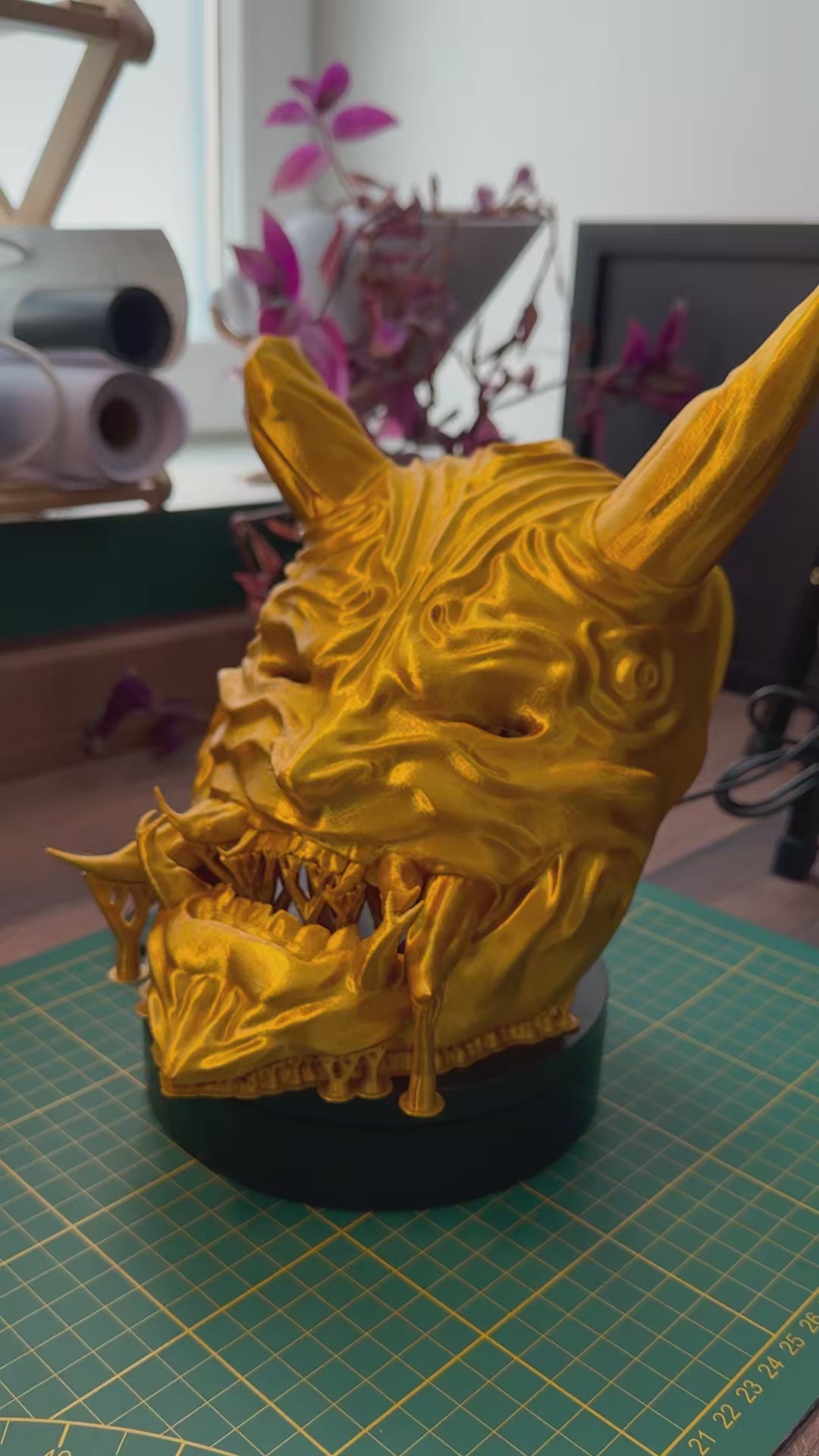 Japanische Oni Maske 3D-Druck | Farbe personalisierbar, Wanddeko & Cosplay, Made in Vienna