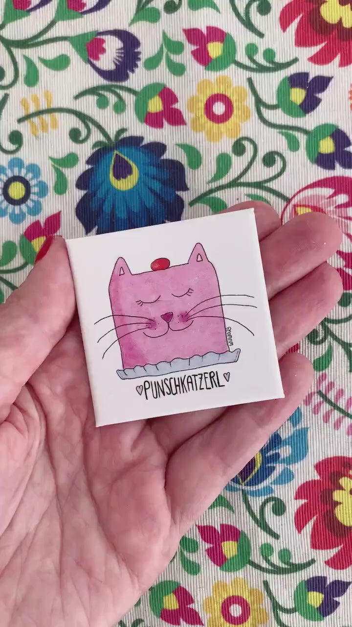 Punschkatzerl Magnet von wuwu | Süße Magnete für Deinen Kühlschrank!