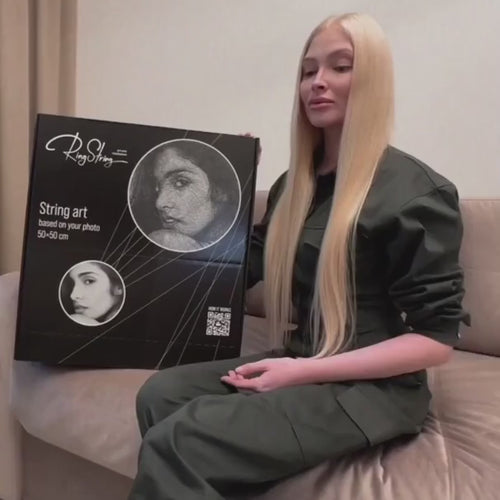 RingString DIY-Set bei Dreizack Wien – personalisiertes Kunstwerk aus MDF, Nägeln und Faden, 50×50 cm oder 35×35 cm, mit Audio-Anleitung, vor Ort ansehbar, exklusiv in Österreich erhältlich