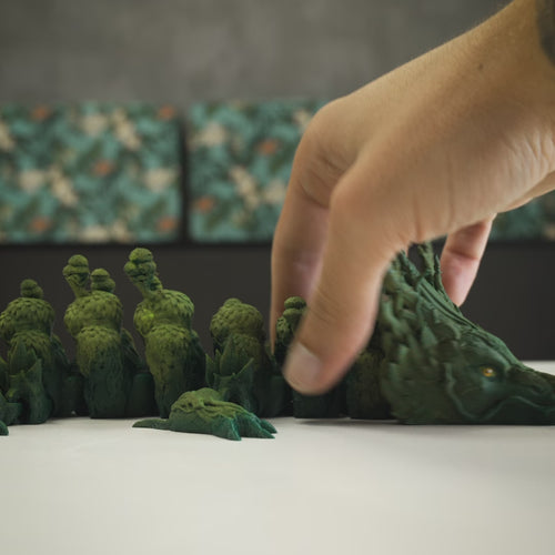 Flexo-Königsdrache Waldoptik 3D-gedruckt, 60 cm, beweglich und nachhaltig aus PLA, ideal für Sammler, Dekoration und Geschenke
