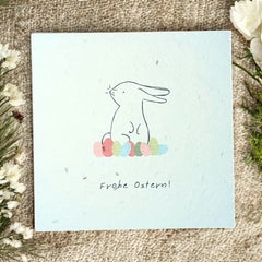 „Frohe Ostern“ mit Hase Saatpapier-Grußkarte | Quadratisch, handgemacht & einpflanzbar