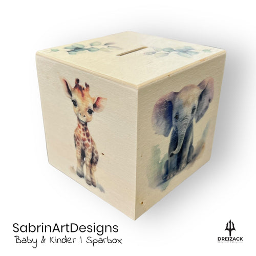 Holz-Sparbox mit Tiermotiven – Spielerisch Sparen mit Abenteuer Baby & Kinder SabrinArtDesign oesterreich handgemachte geschenke in wien