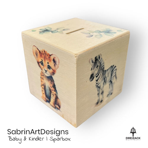 Holz-Sparbox mit Tiermotiven – Spielerisch Sparen mit Abenteuer Baby & Kinder SabrinArtDesign oesterreich handgemachte geschenke in wien