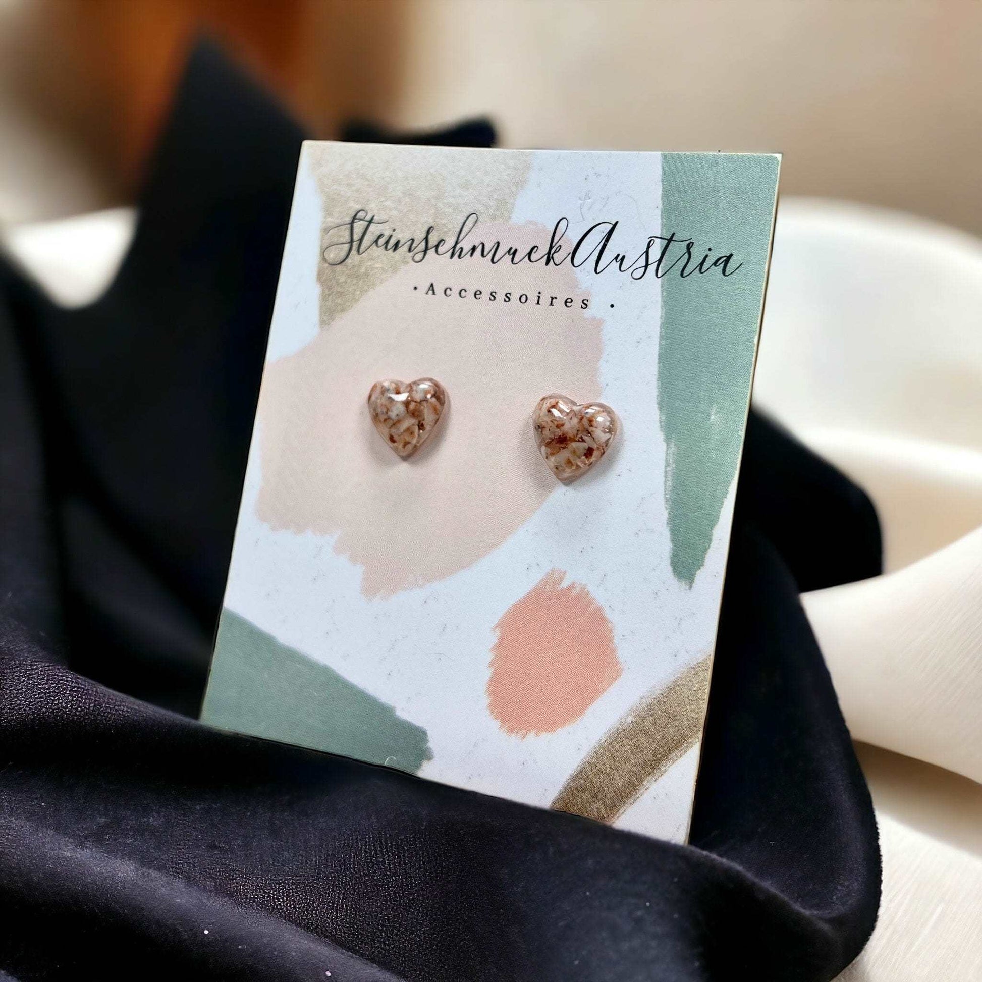 Handgemachte Steinschmuck Ohrstecker Herz Schmuck Steinschmuck Austria oesterreich handgemachte geschenke in wien