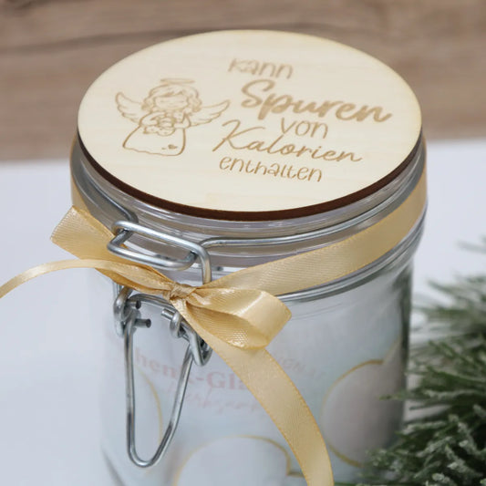 Süßes Vorratsglas mit graviertem Holzdeckel, versch. Designs | Personalisierter Küchenhelfer