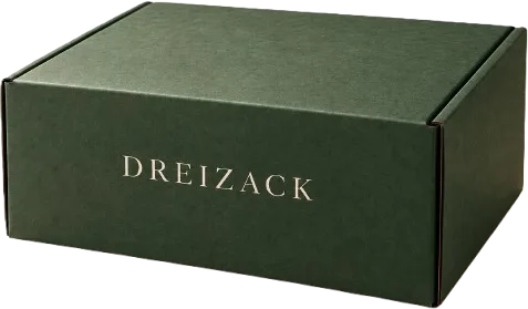 Mittlere Dreizack Mystery Box in Dunkelgrün mit hellem Dreizack-Schriftzug